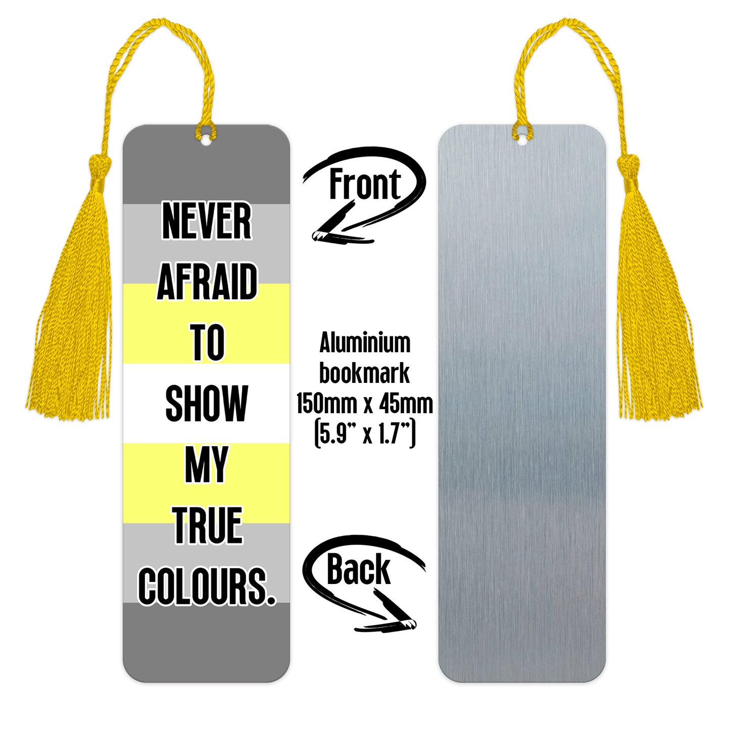Demigender pride luxury aluminium bookmark never afraid to show my true colours