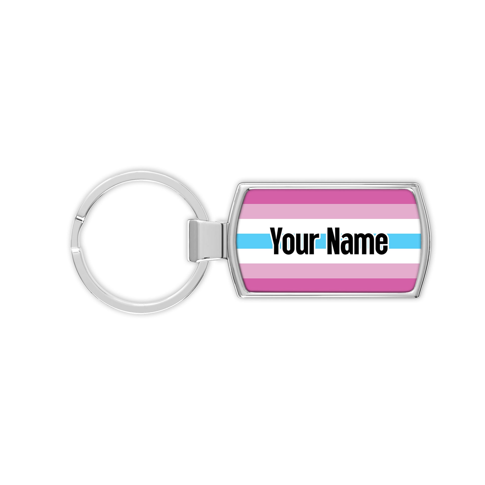 Femboy pride flag metal keyring that is personalised with your name