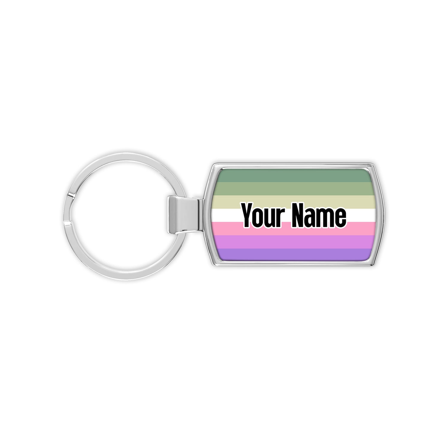Genderfae pride flag metal keyring personalised with your name
