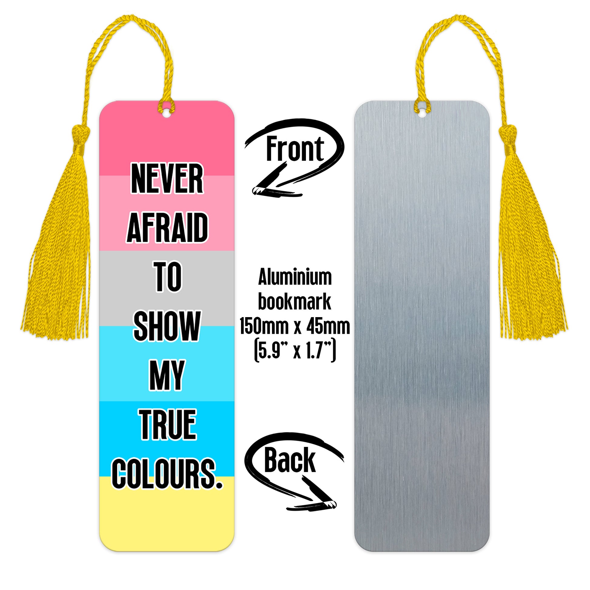 Genderflux pride luxury aluminium bookmark never afraid to show my true colours