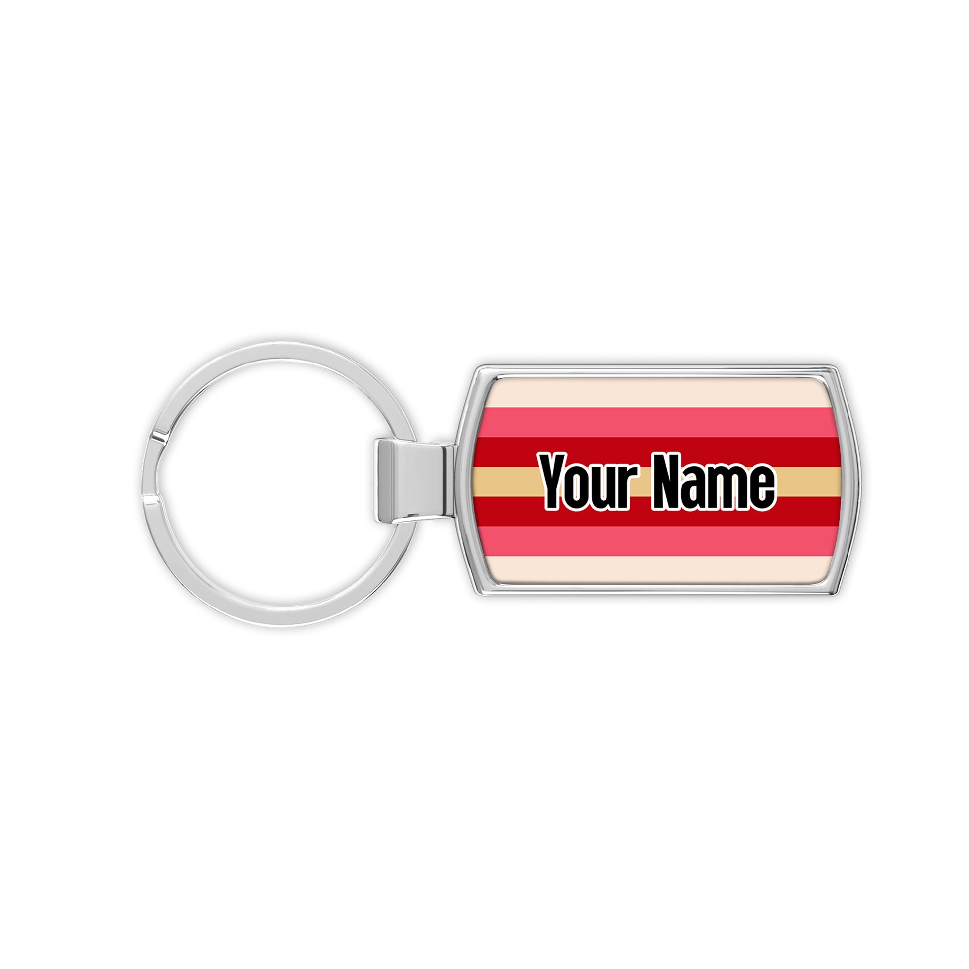 Girlflux pride flag metal keyring personalised with your name