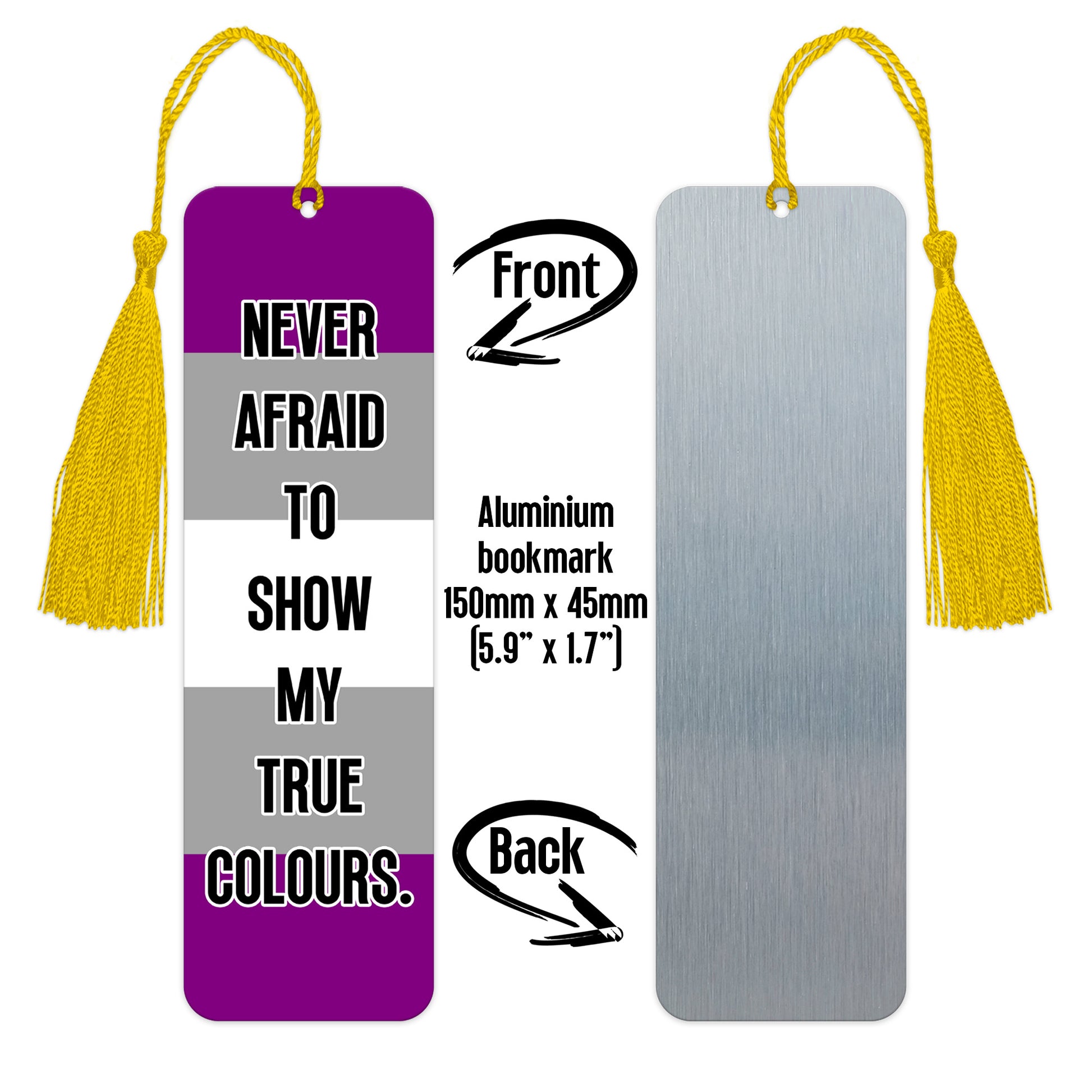 Greysexual pride luxury aluminium bookmark never afraid to show my true colours