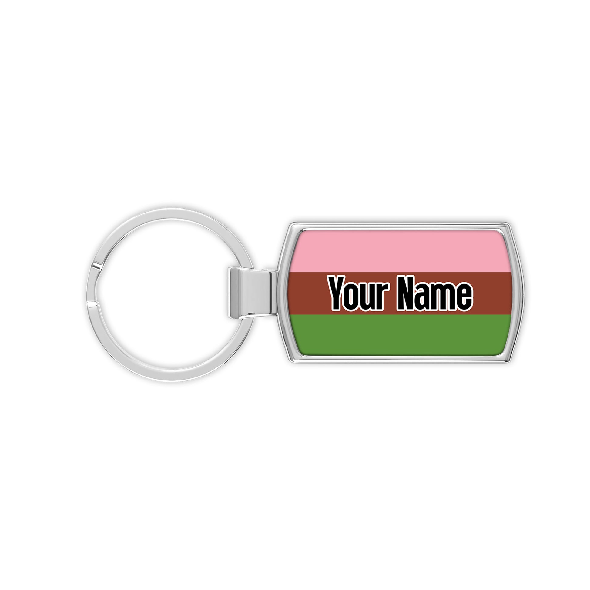 Gynosexual pride flag metal keyring personalised with your name