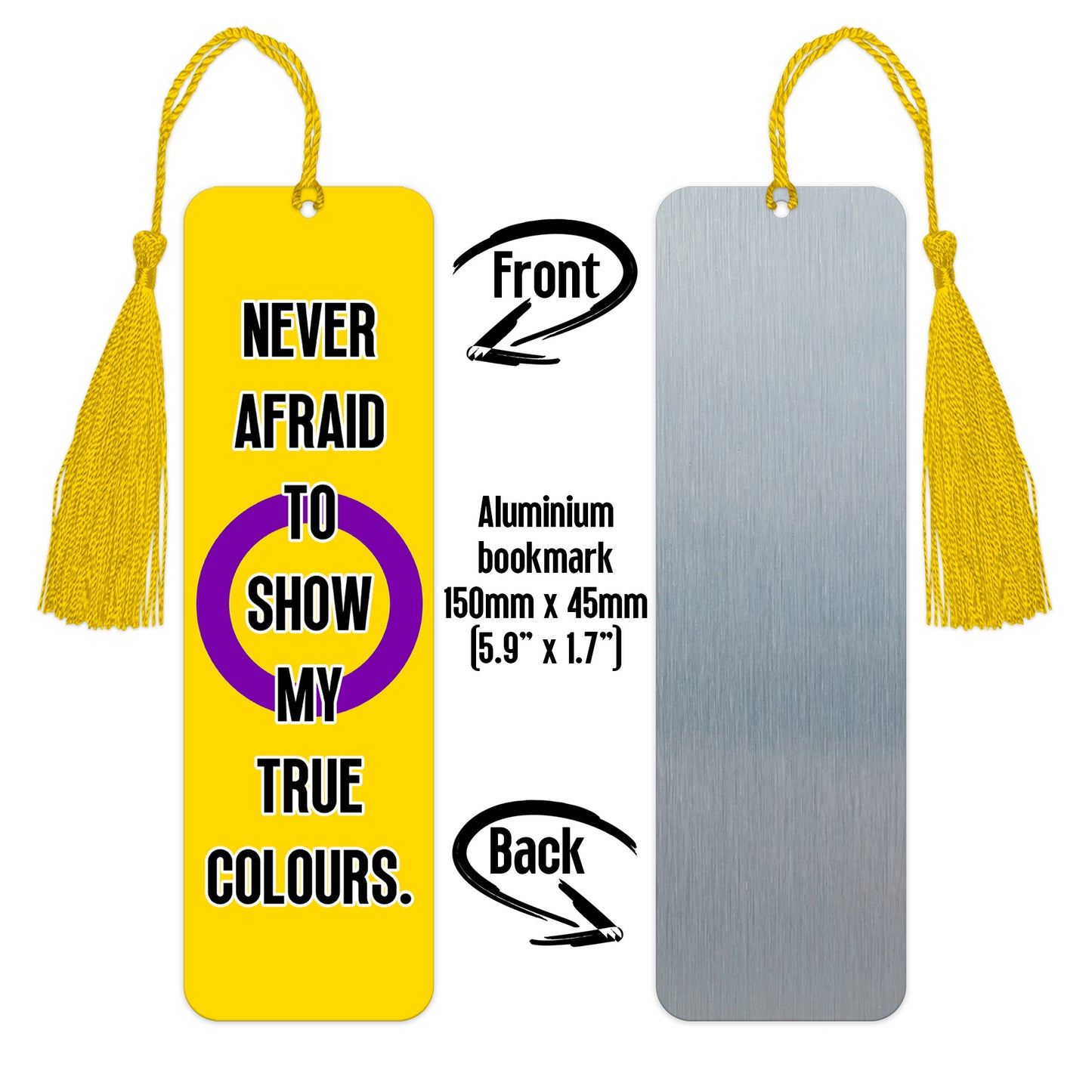 Intersex pride luxury aluminium bookmark never afraid to show my true colours