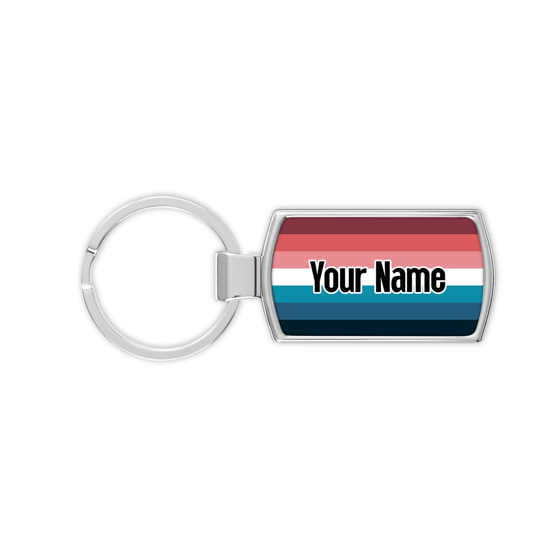Nebularomantic pride flag metal keyring that comes personalised with your name