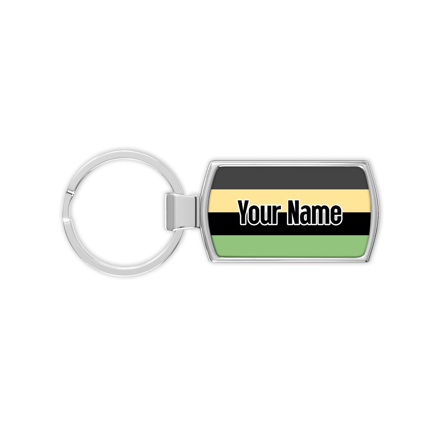 Orchidromantic pride flag metal keyring personalised with your name