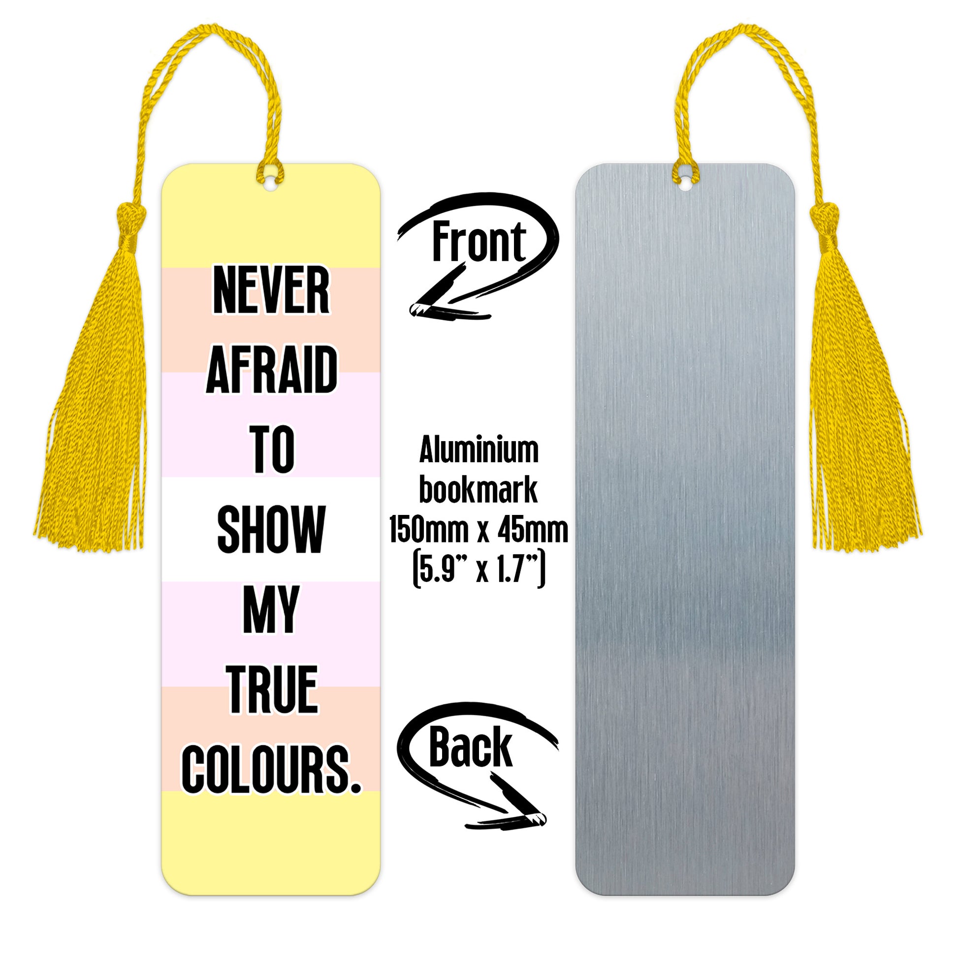 Pangender pride luxury aluminium bookmark never afraid to show my true colours