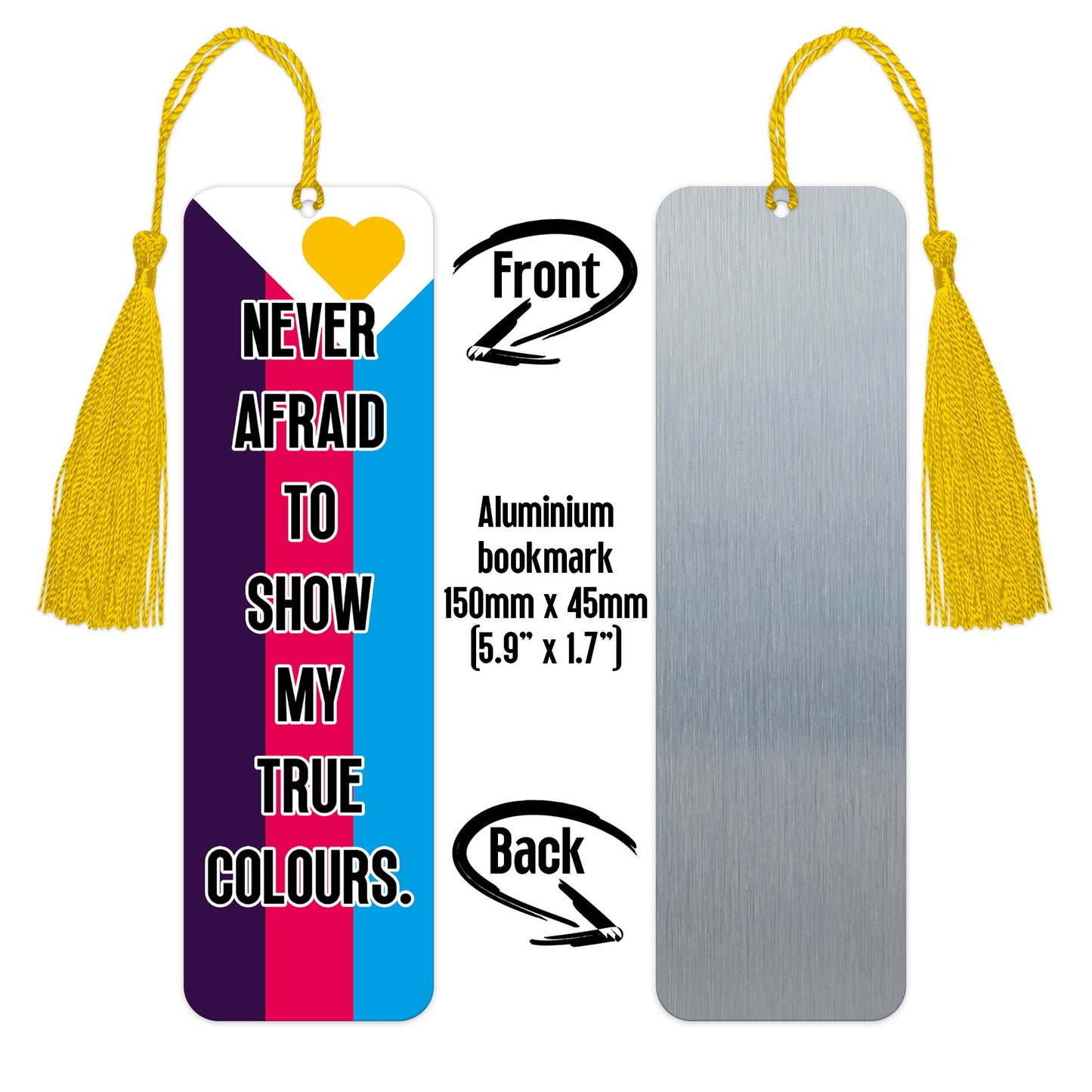 Polyamorous pride luxury aluminium bookmark never afraid to show my true colours