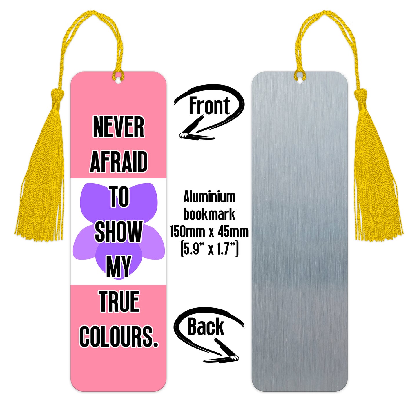 Sapphic pride luxury aluminium bookmark never afraid to show my true colours