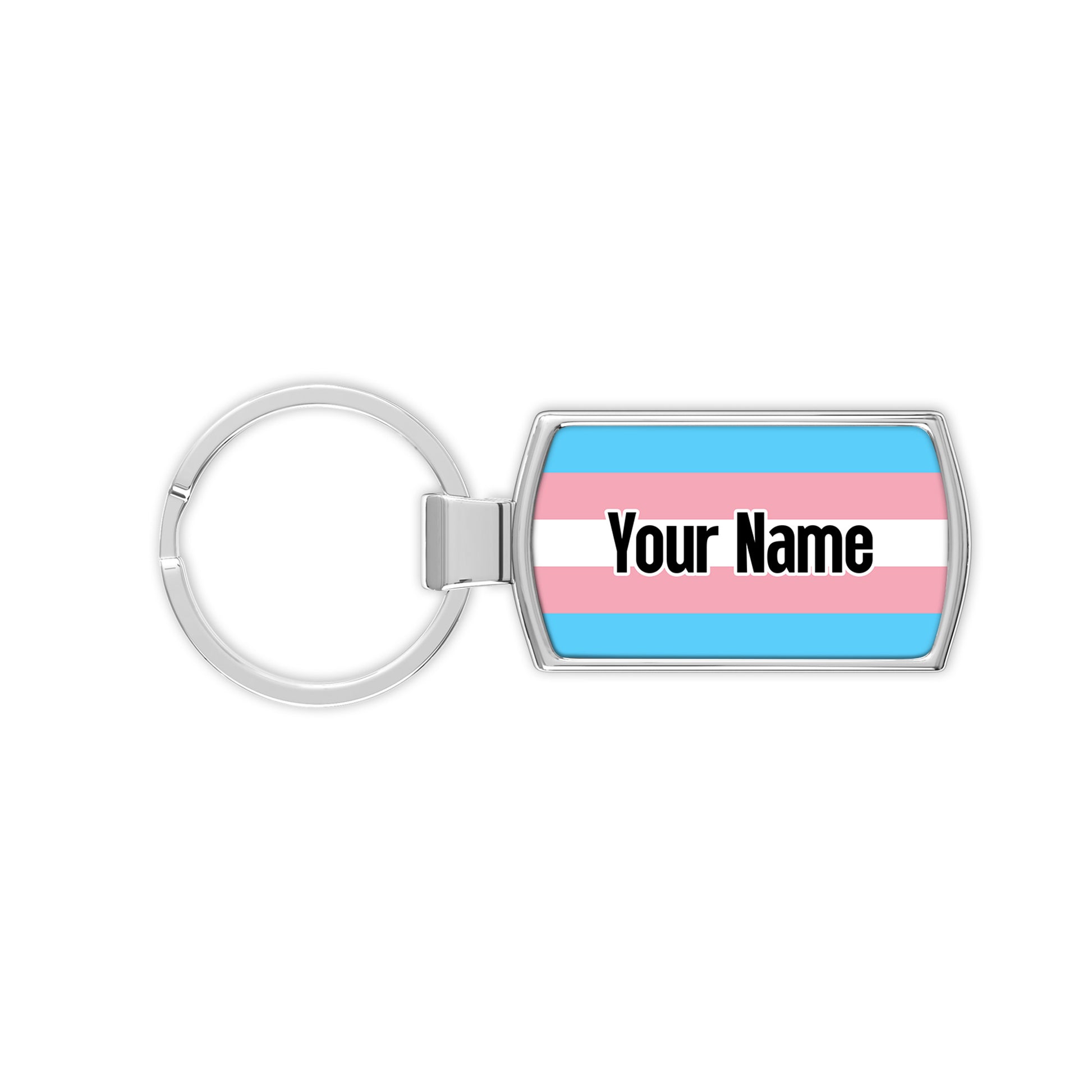 Transgender pride personalised chrome keyring