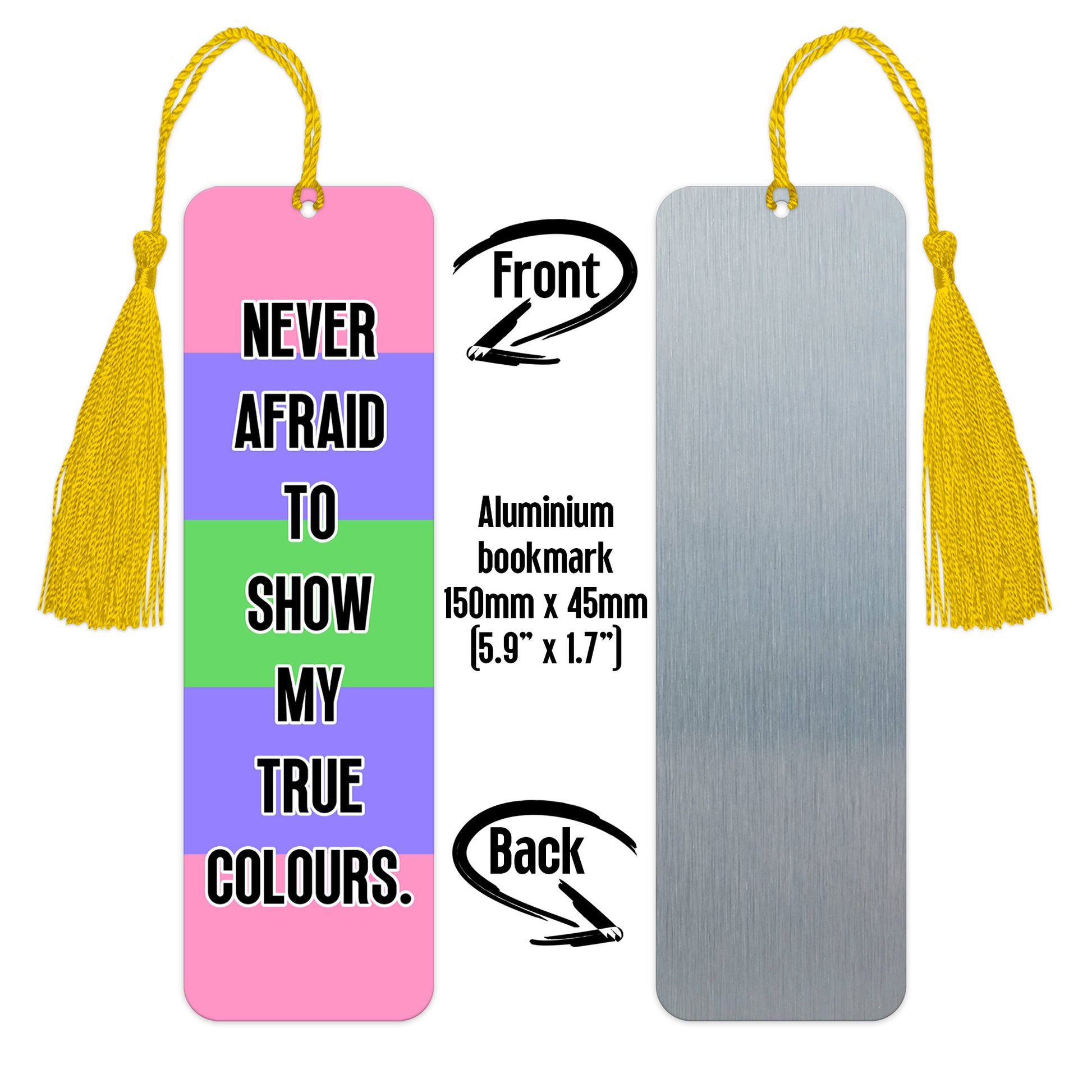 Trigender pride luxury aluminium bookmark never afraid to show my true colours