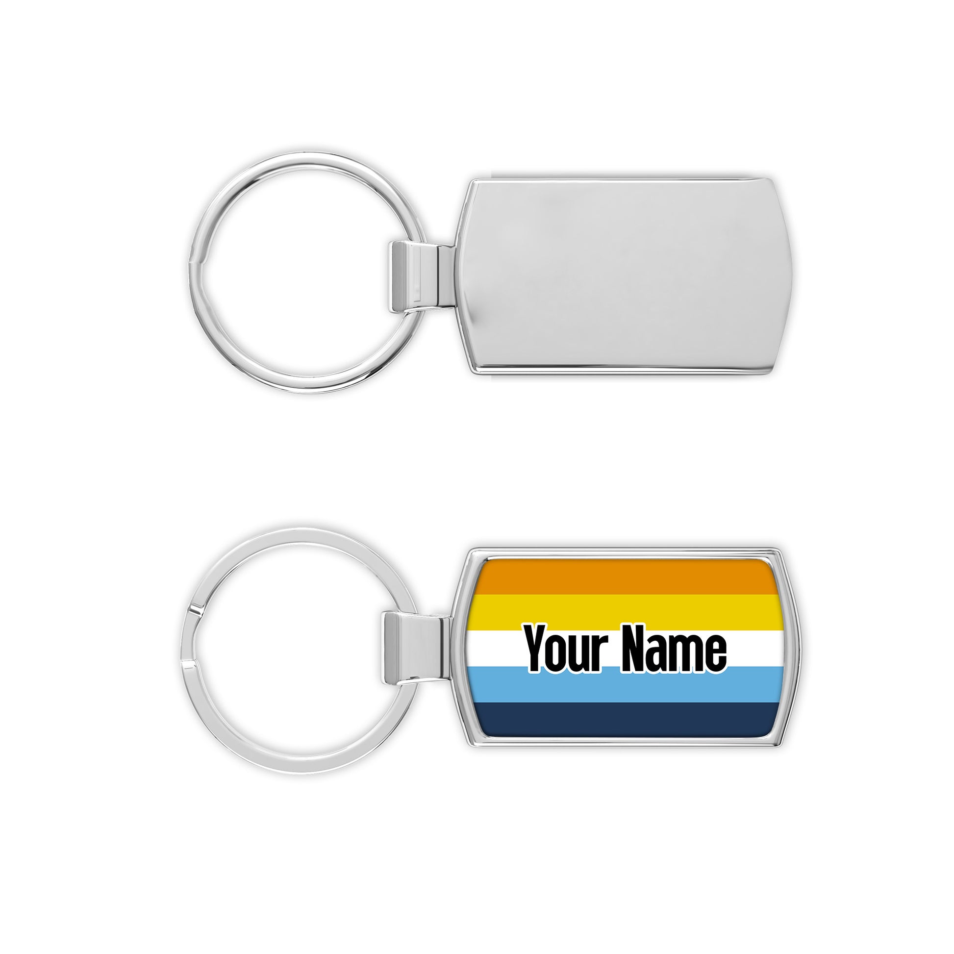 Aroace pride flag metal keyring personalised with your name or pronouns