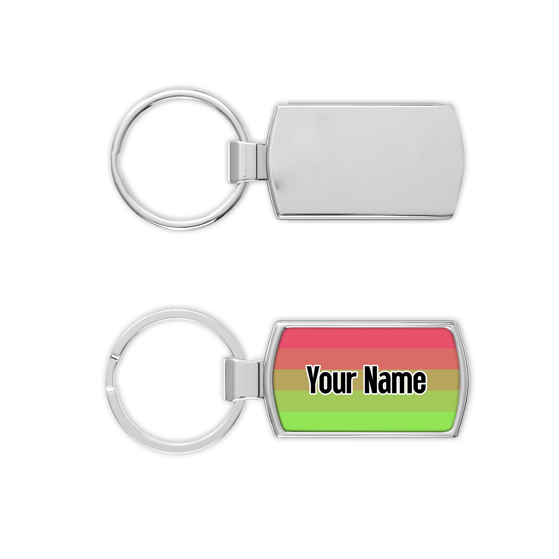 Aroflux pride flag metal keyring or keychain that comes personalised with your name on it