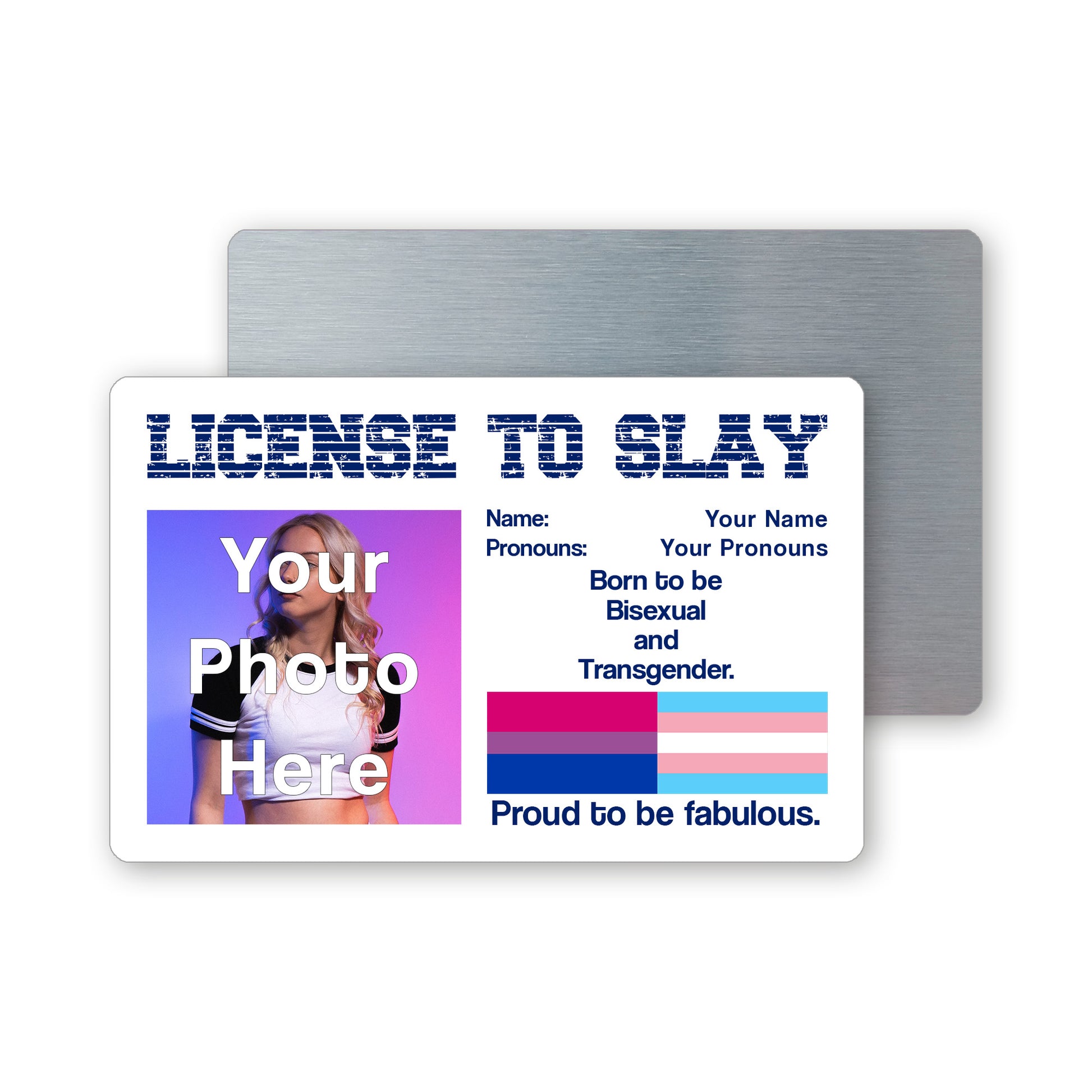 Double identity license to slay personalised gay pride card