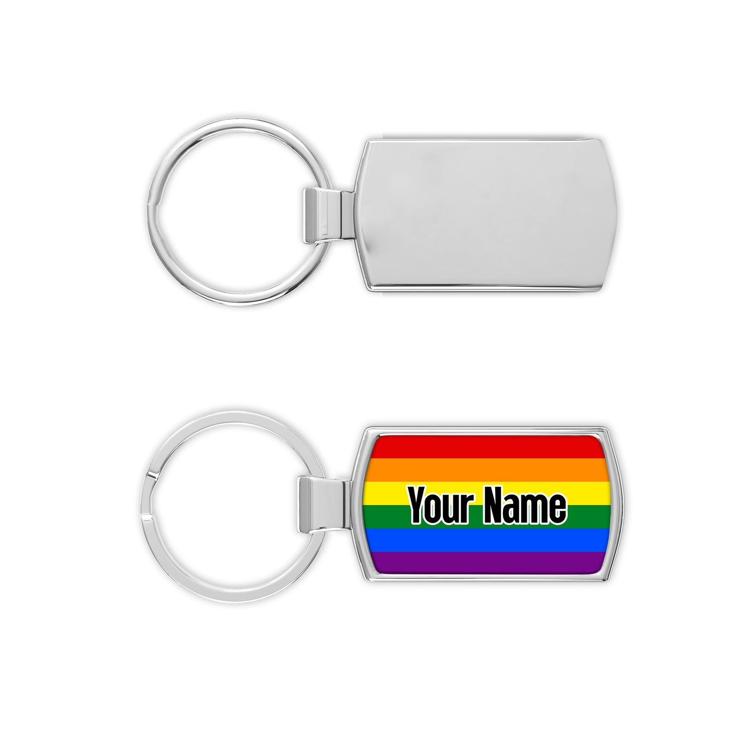 Gay pride flag personalised metal keyring