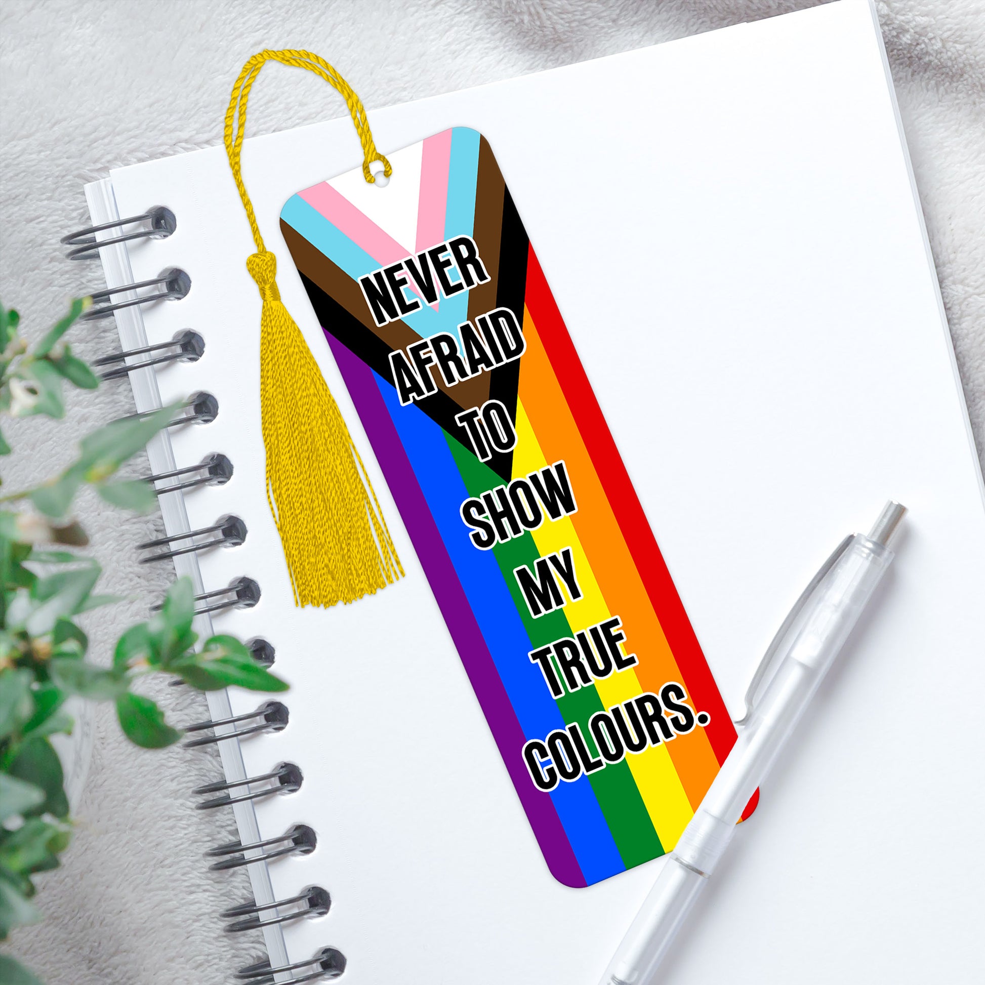 Gay progress pride luxury aluminium bookmark never afraid to show my true colours