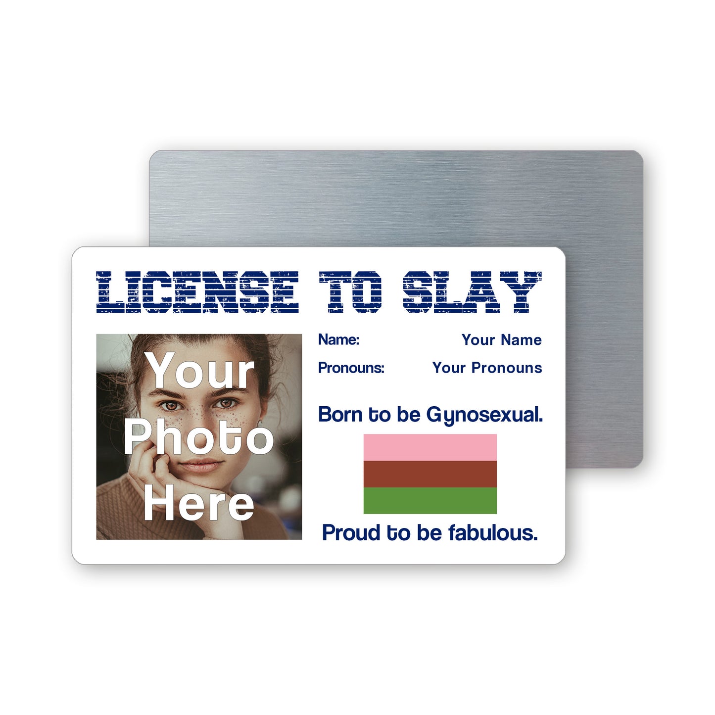 Gynosexual pride personalised license to slay card