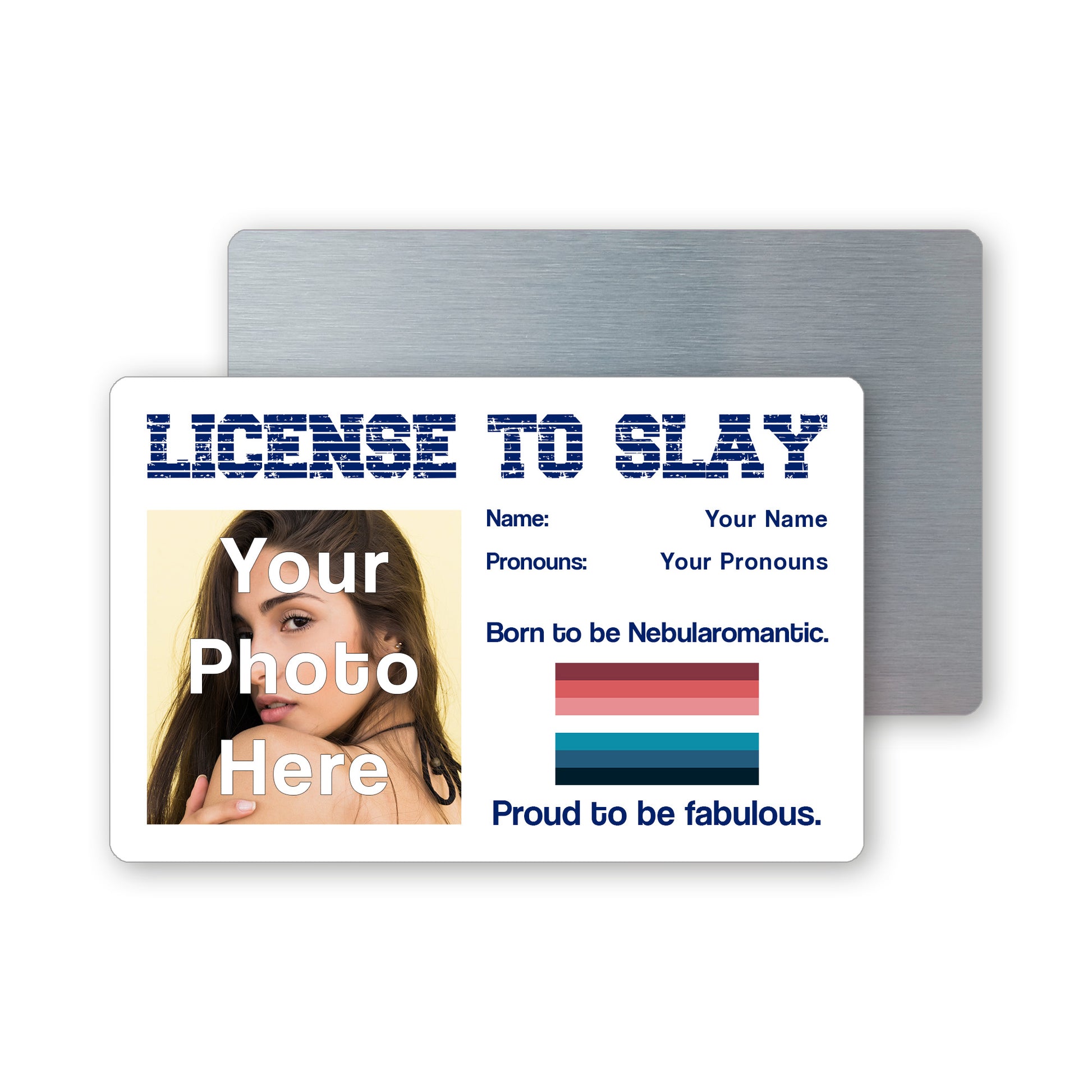 Nebularomantic pride personalised license to slay card