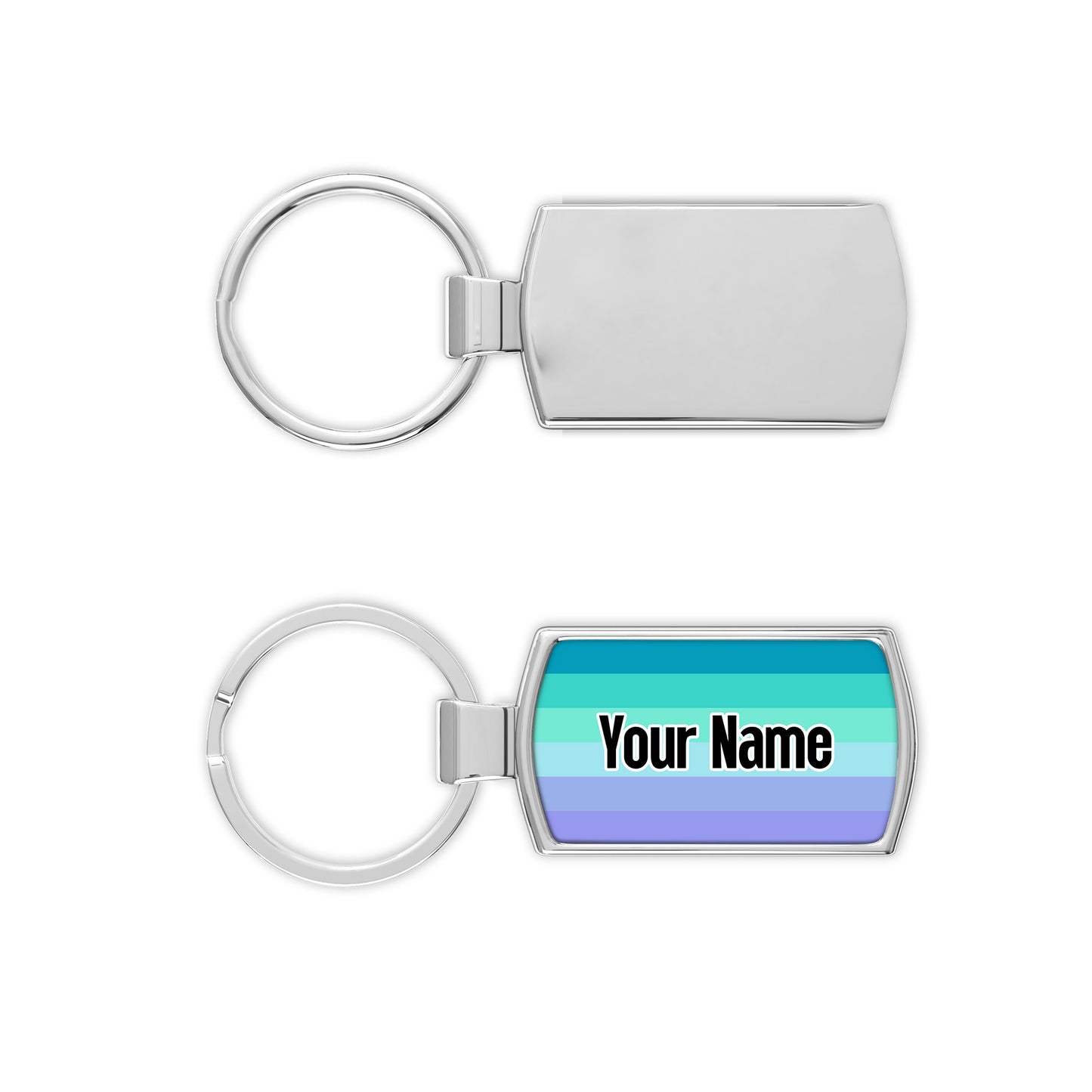 Neptunic pride flag metal keyring personalised with your name