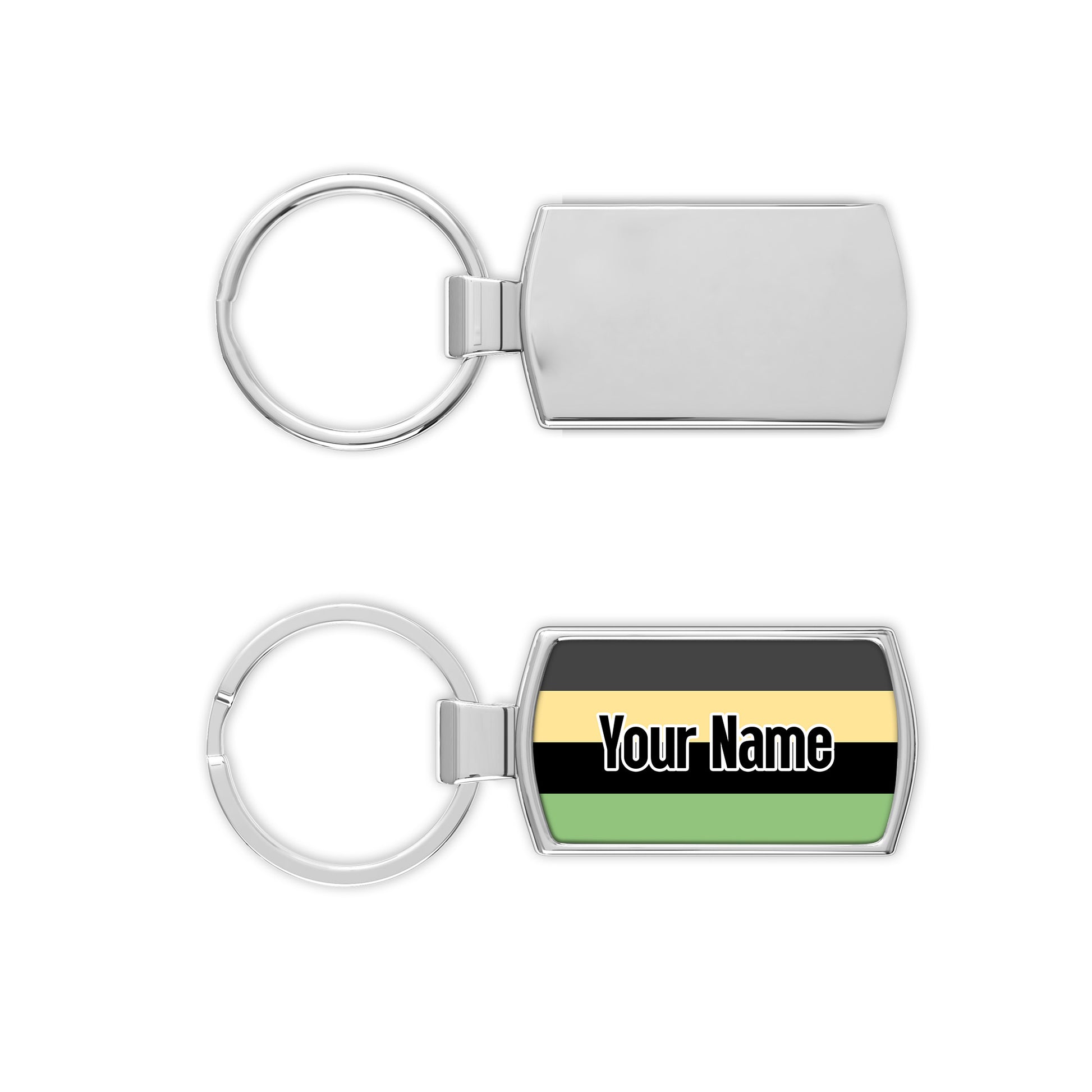 Orchidromantic pride flag metal keyring personalised with your name