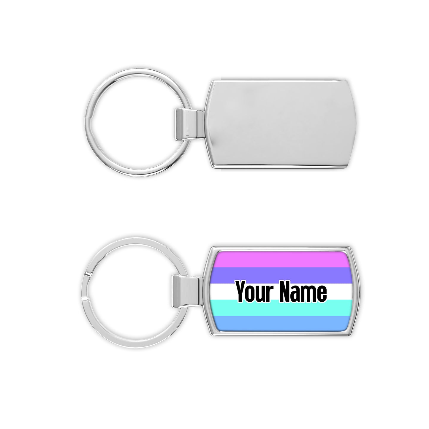 Spectrasexual pride flag metal keyring personalised with your name