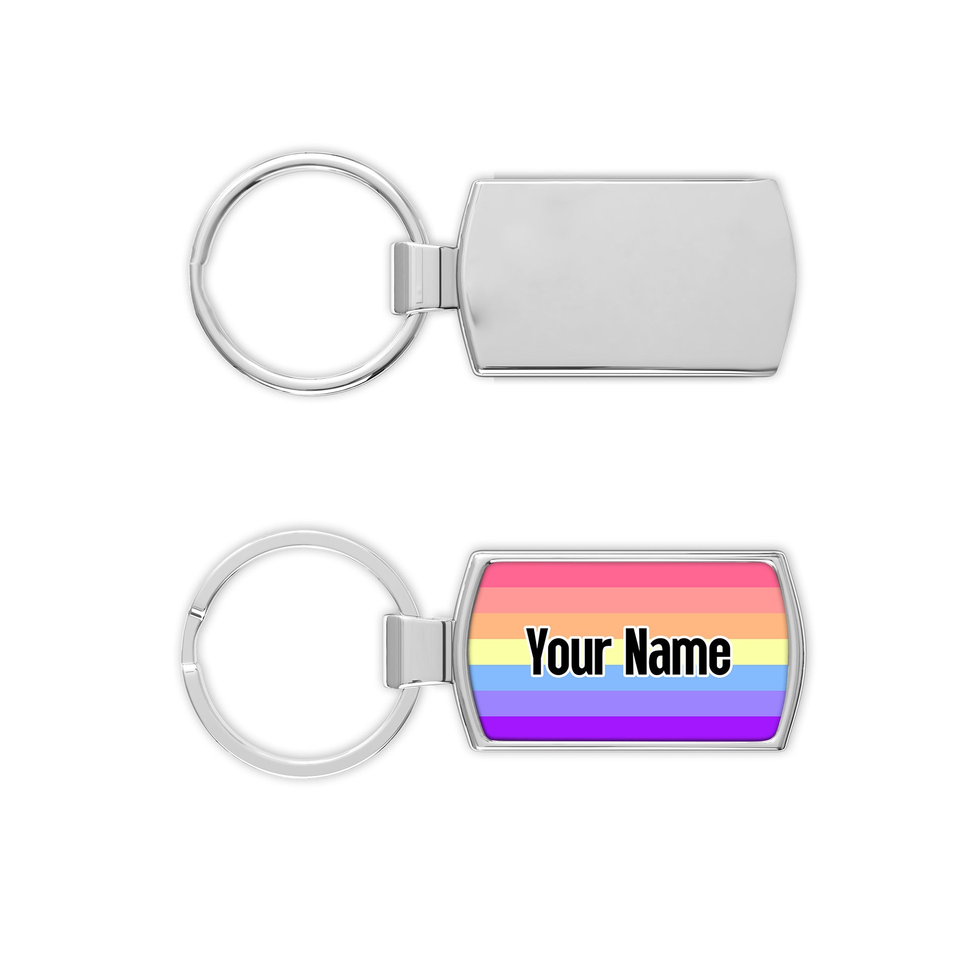 Xenogender pride flag metal keyring personalised with your name or pronouns