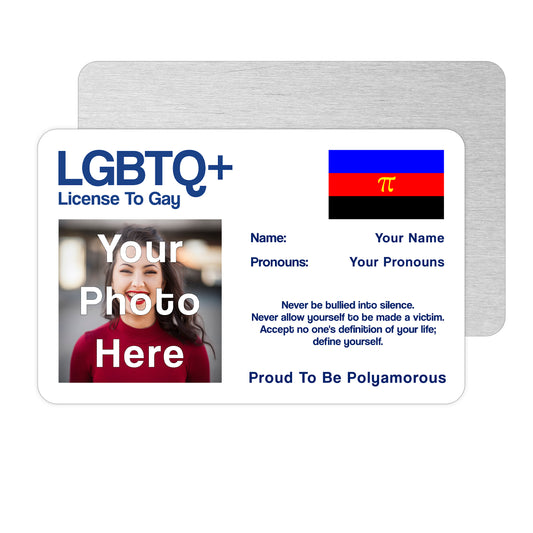 polyamorous pi symbol flag license to gay personalised with your name, pronouns, and photo