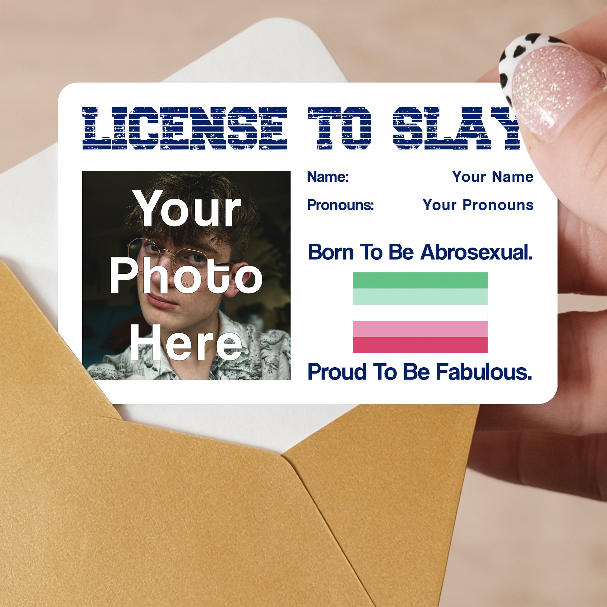 Abrosexual pride personalised license to slay card