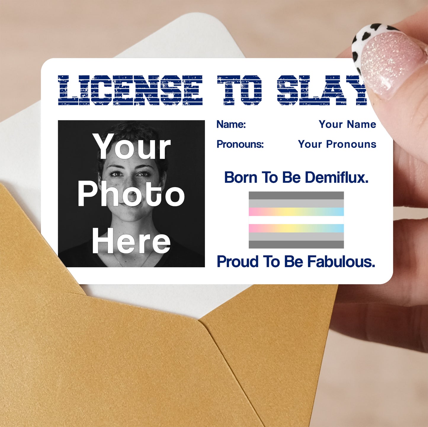 Demiflux pride personalised license to slay card