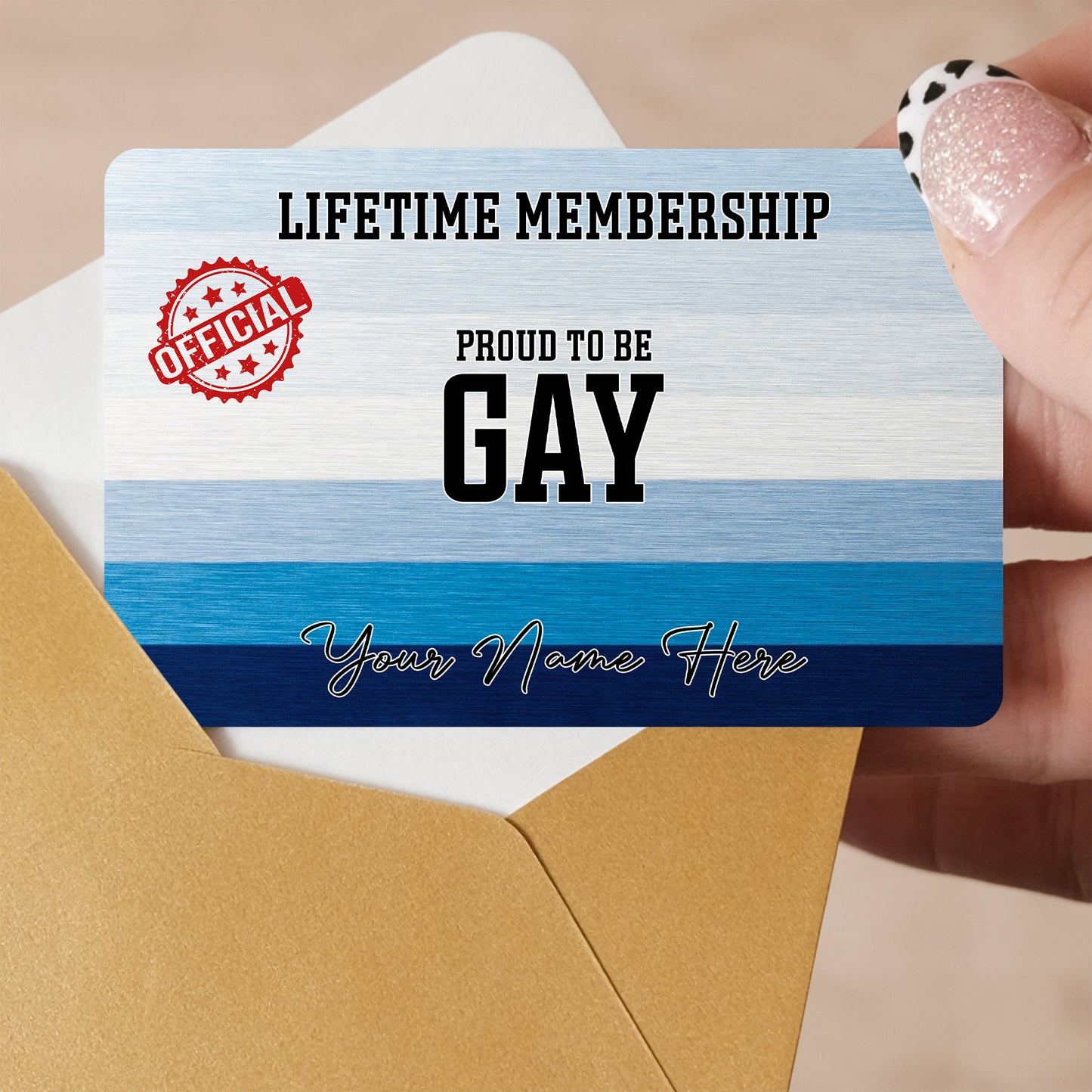 Gay pride men loving men blue flag lifetime membership card coming out gift