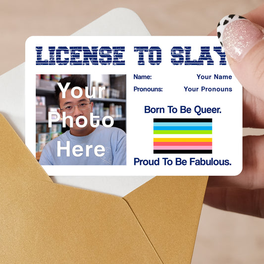 Queer pride personalised license to slay card