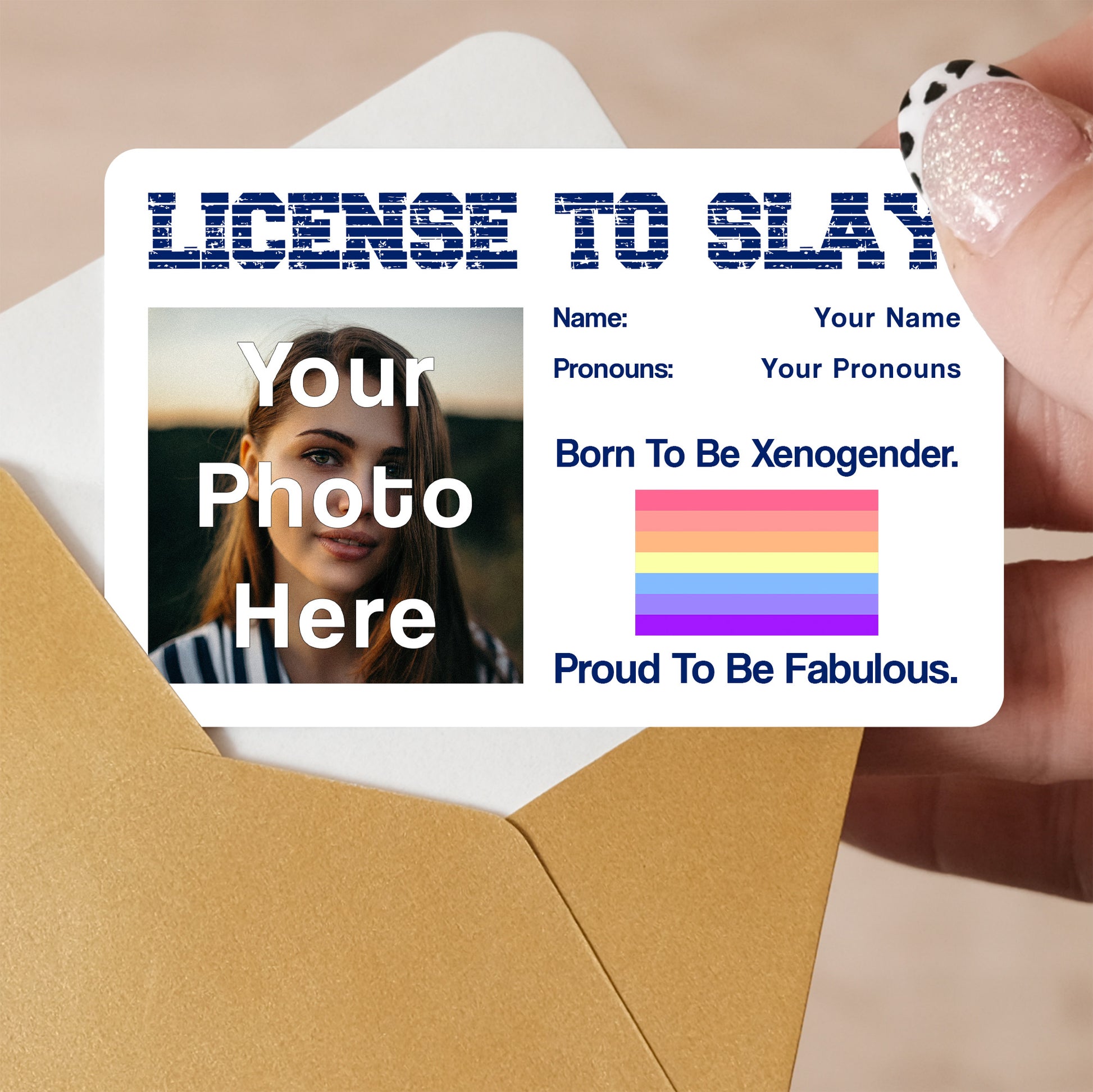 Xenogender pride personalised license to slay card