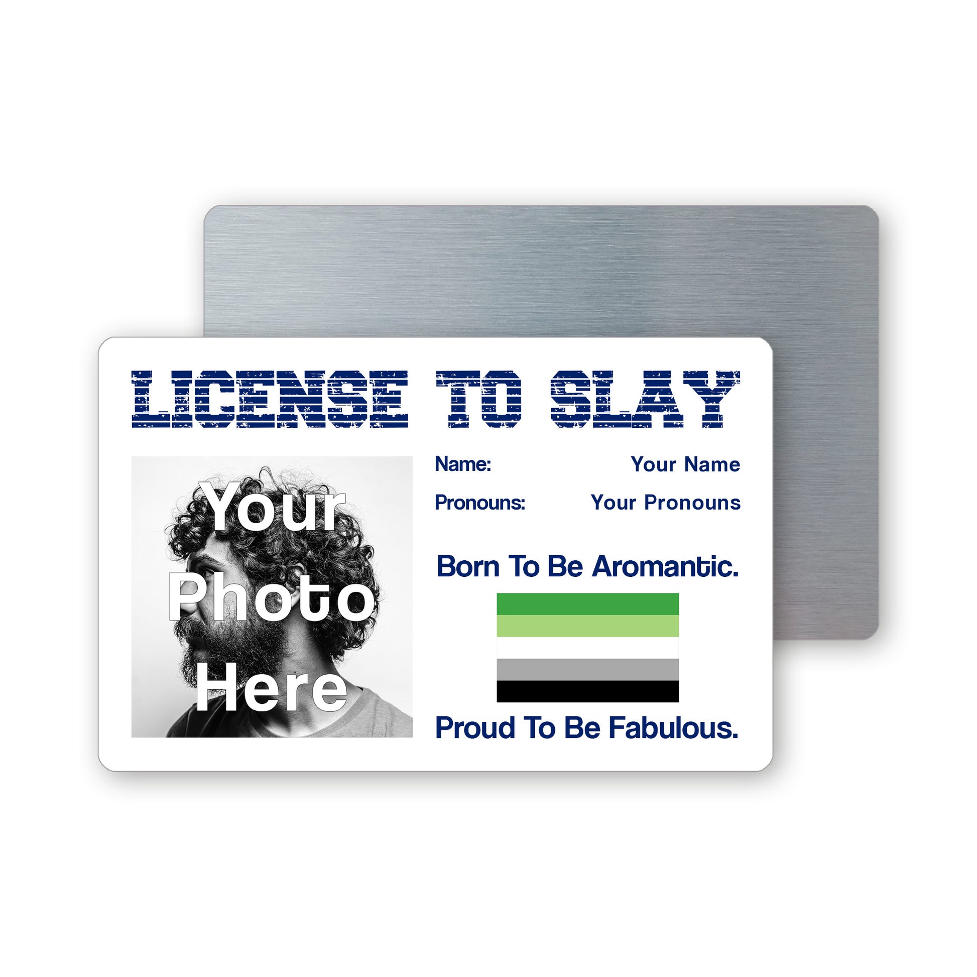 Aromantic pride personalised license to slay card