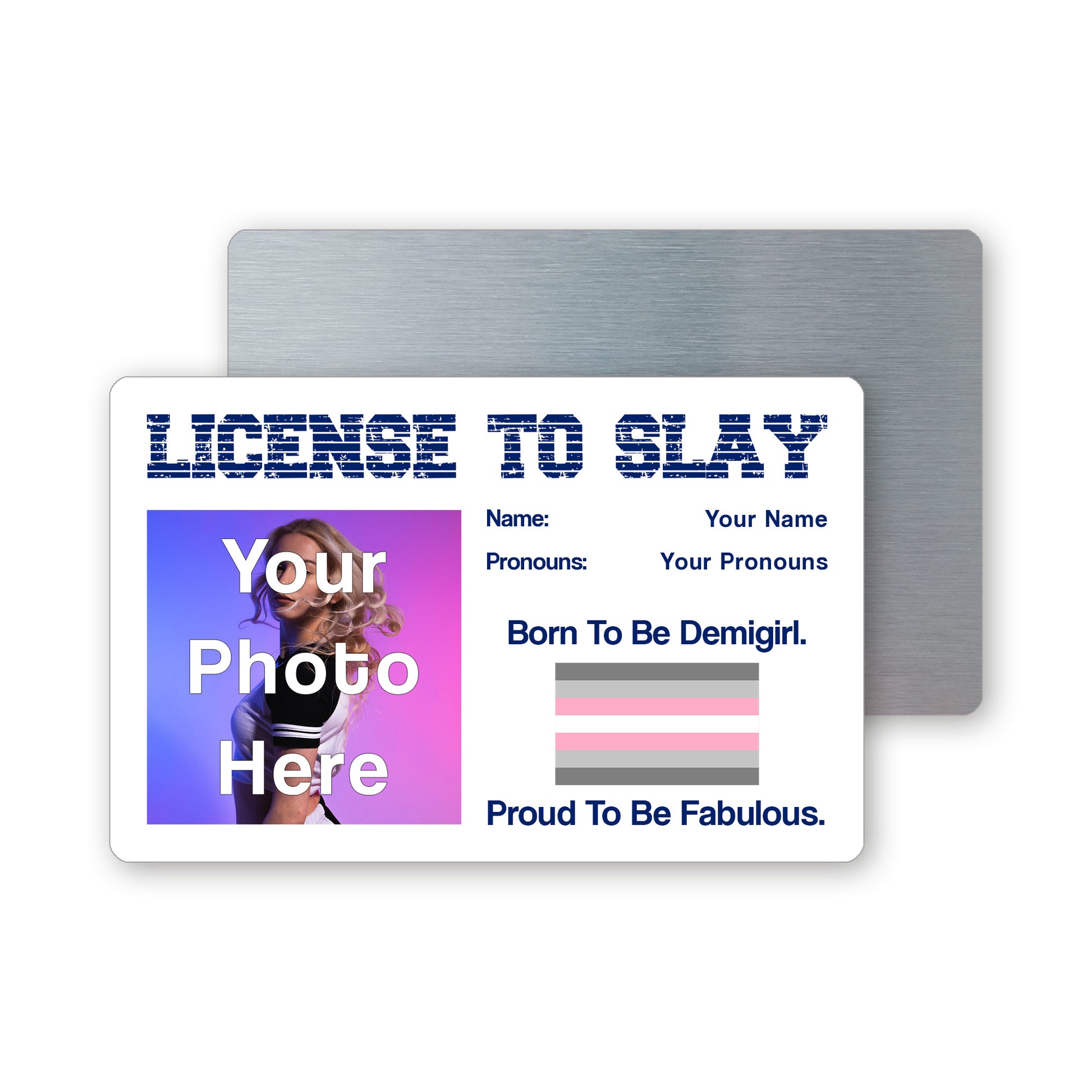 Demigirl pride personalised license to slay card