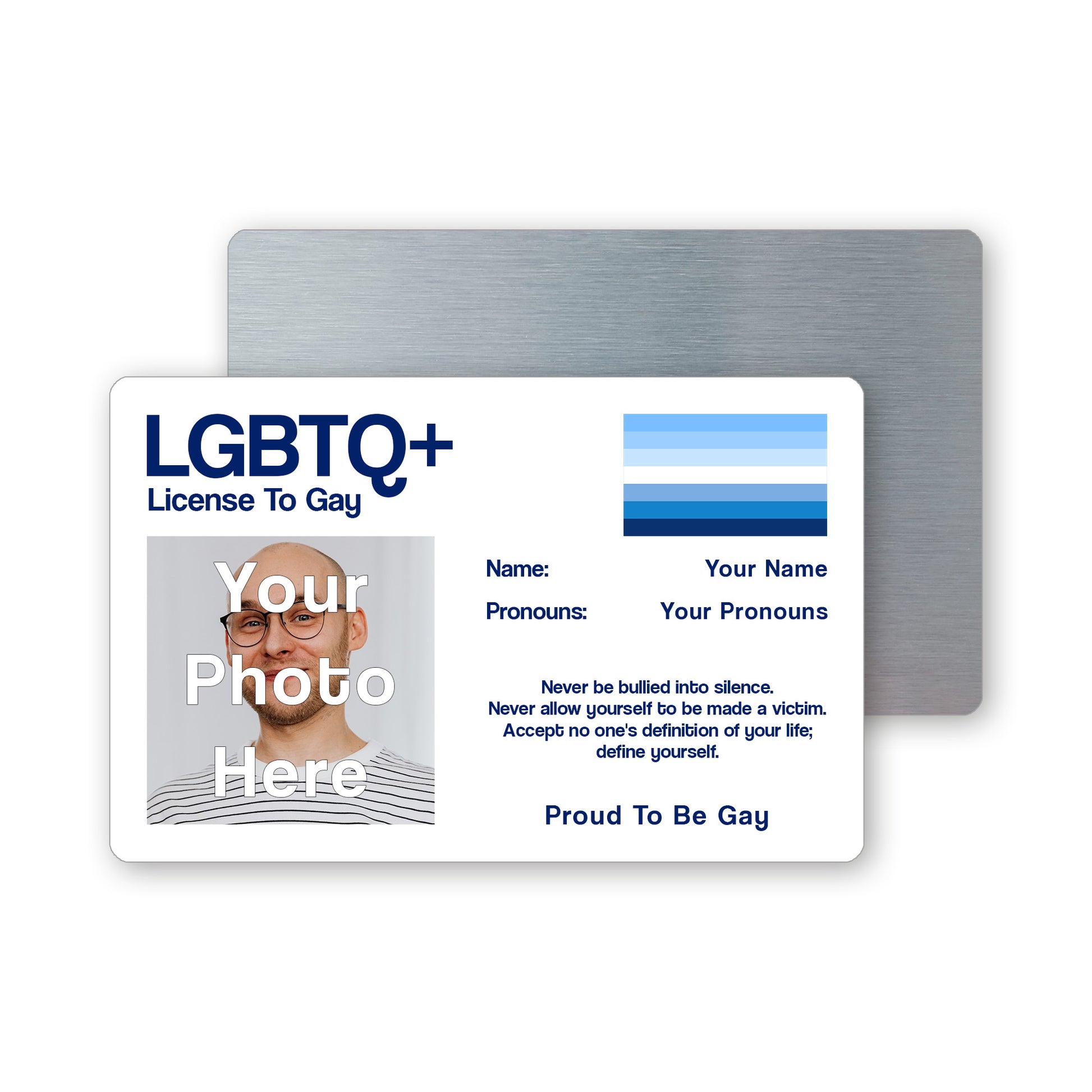 Gay man pride men loving men blue flag license to gay card