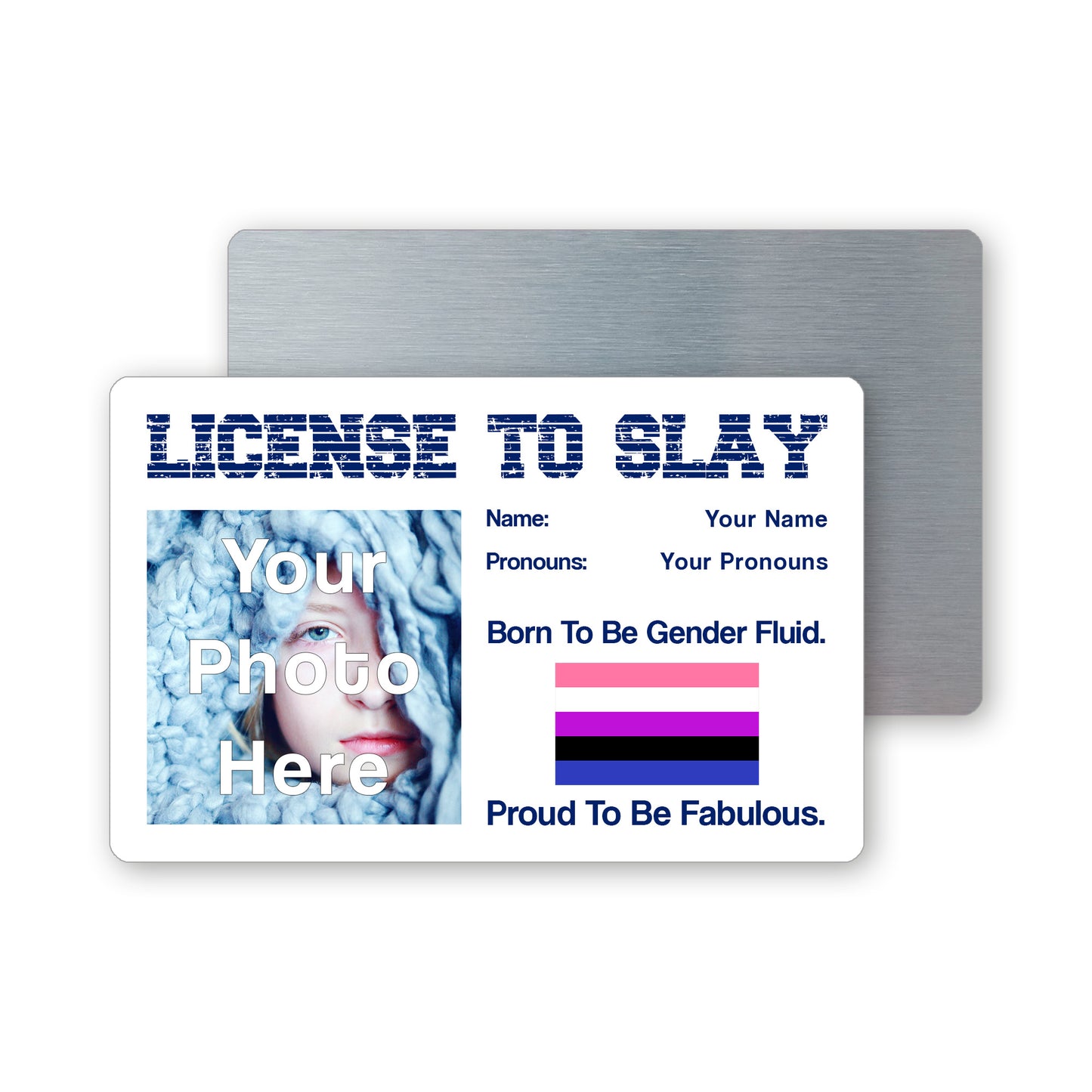 Gender fluid pride personalised license to slay card