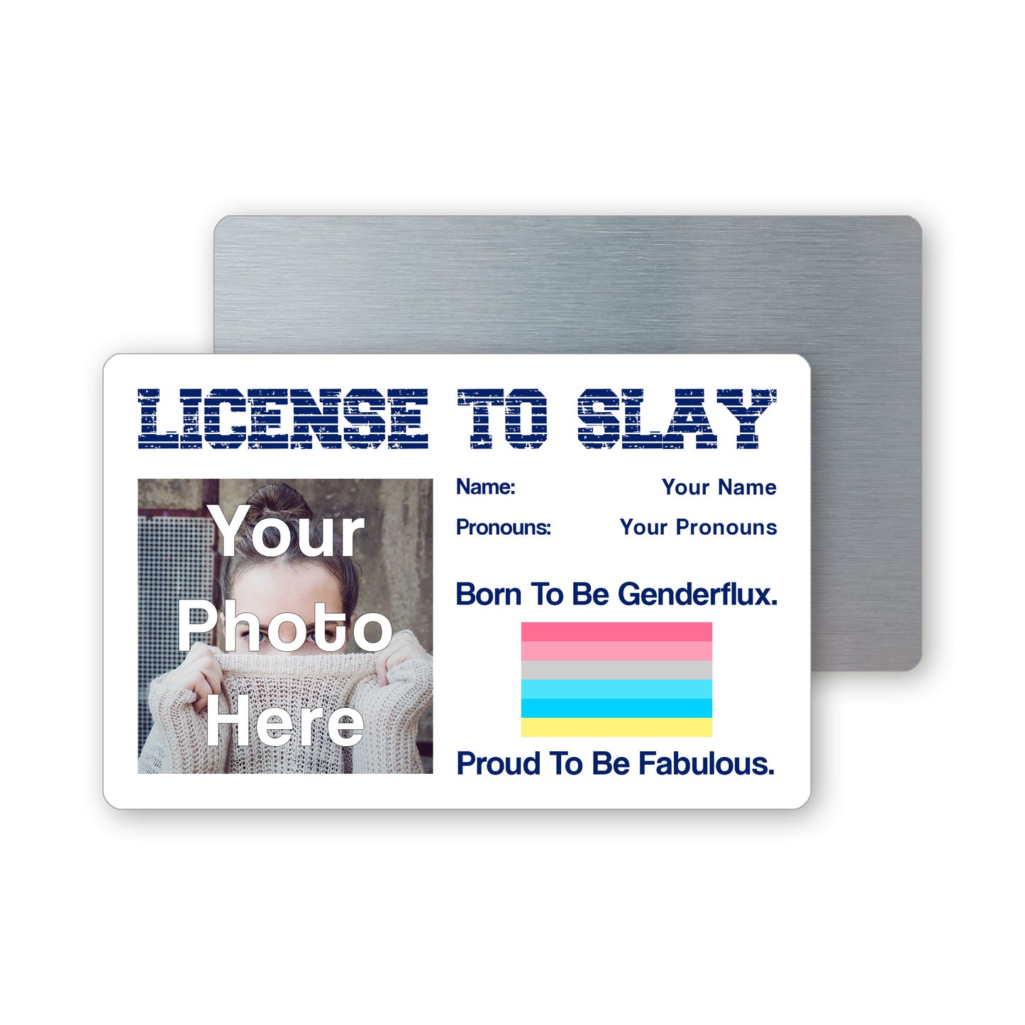 Genderflux pride personalised license to slay card