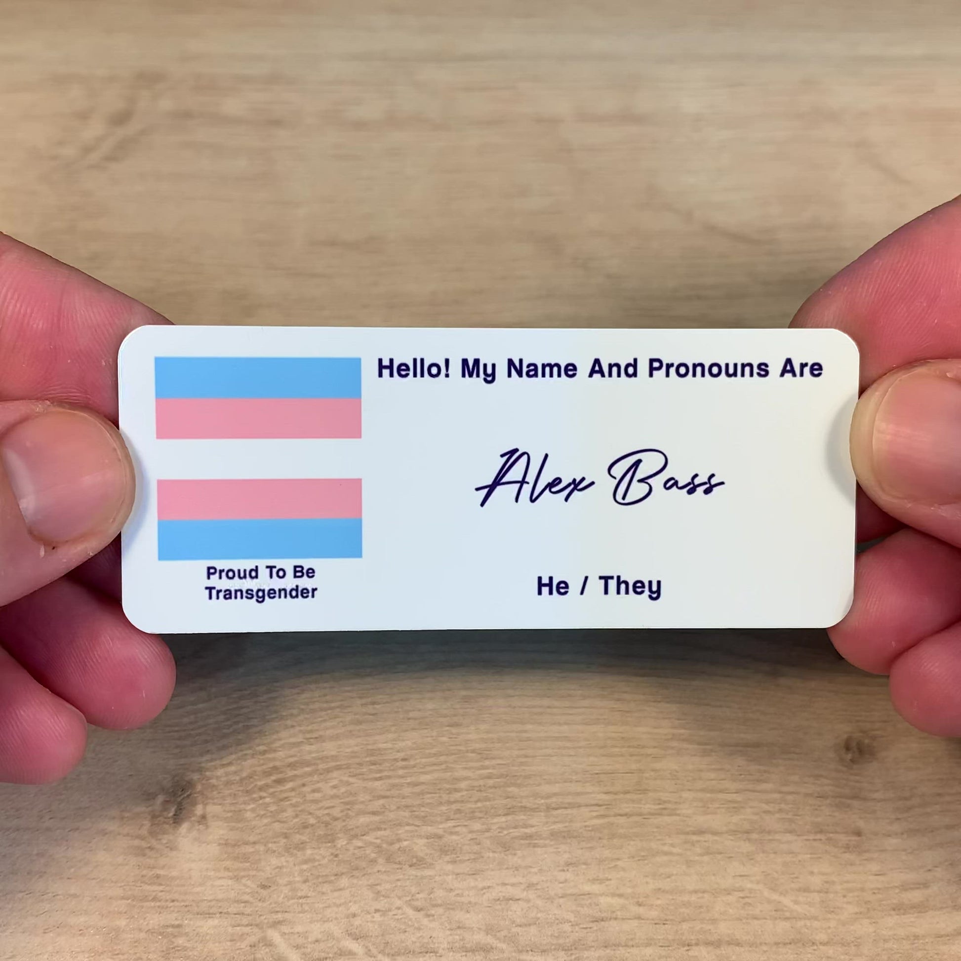 Transgender Pride Personalised Name And Pronouns Name Badge Tag Video