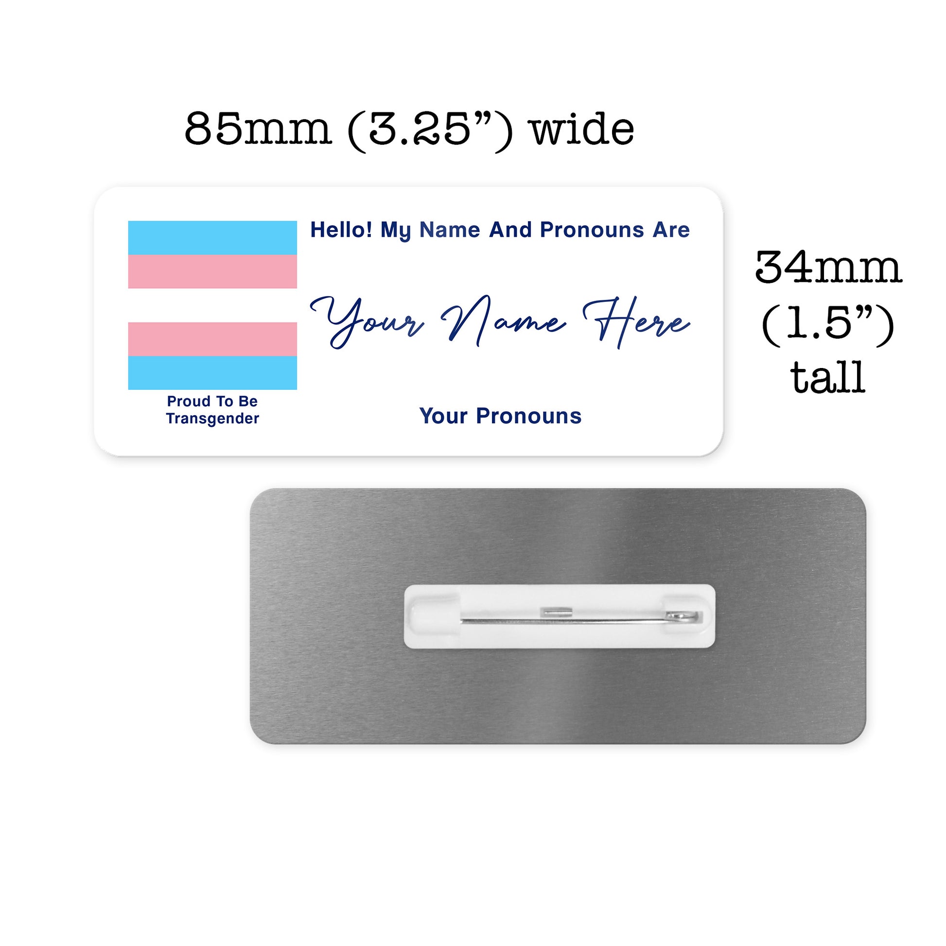 Transgender Pride Personalised Name And Pronouns Name Badge Tag
