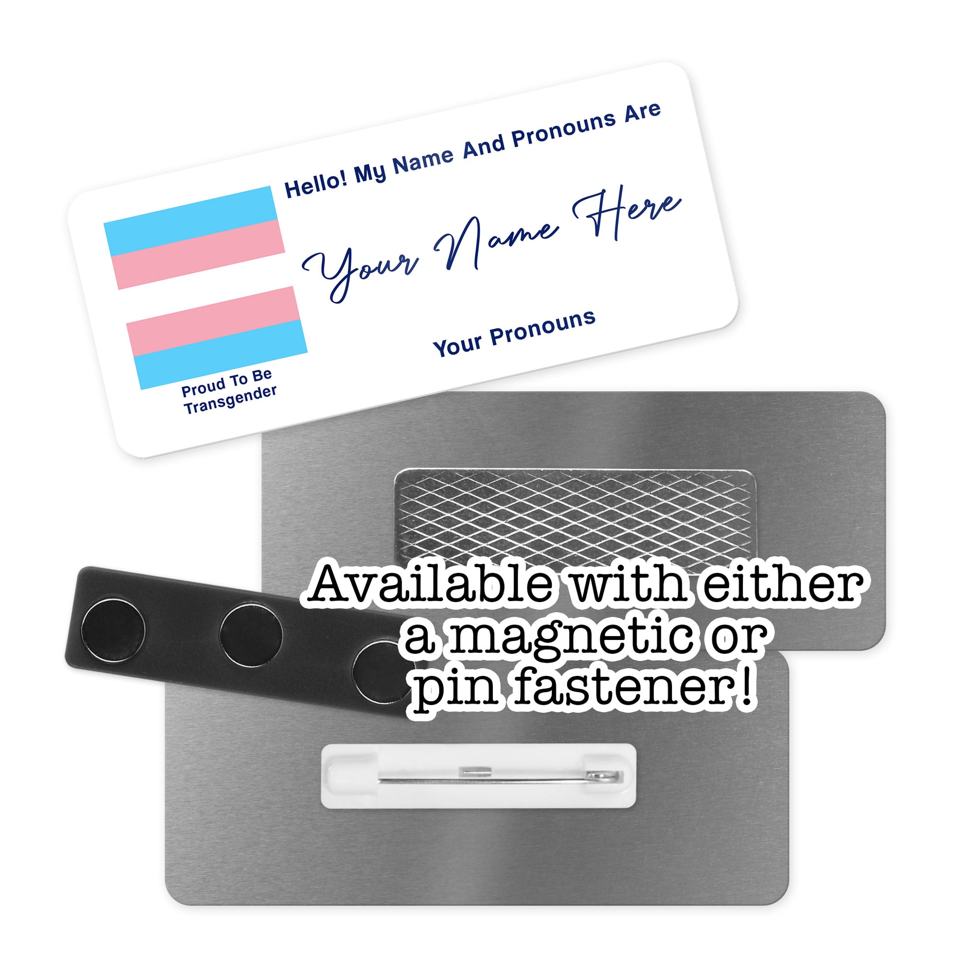 Transgender Pride Personalised Name And Pronouns Name Badge Tag